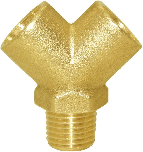 Joywayus Brass Pipe Fitting Y-shaped Connector, 1/4" NPT Female x 1/4" NPT Male, 3-way Fitting Coupler, Pack of 2
