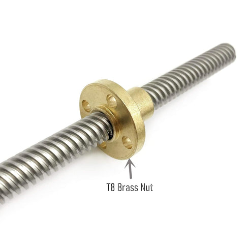 2PCS 400mm Tr8x8 Lead Screw with T8 Brass Nut for LCD DLP SLA 3D Printer Z Axis and CNC Machine (Acme Thread)