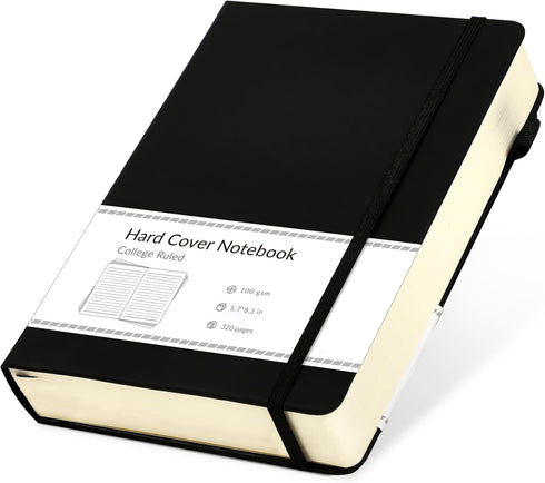 CAGIE Lined Journal Notebook, 320 Pages College Ruled Notebook, 100 Gsm Thick Journal, A5 Hardcover Leather Journals