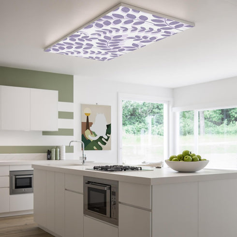 Cosozazon 3 Pack 4 2 10 Farm Plant Leaf Fluorescent Light Cover for Ceiling x Ft Lavender Purple Branch Leaves Linen