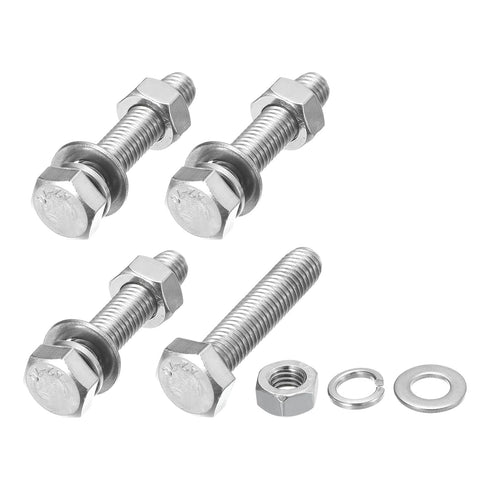 Hex Head Screws Bolts, Nuts, Flat & Lock Washers Kits (M8-1.25x40mm) 4 Set, Stainless Steel Machine Screws