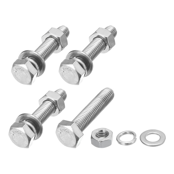 Hex Head Screws Bolts, Nuts, Flat & Lock Washers Kits (M8-1.25x40mm) 4 Set, Stainless Steel Machine Screws