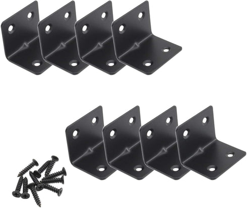 90 8 Pack Black(38x30x30mm) Heavy Duty Stainless Steel Corner Bracket,ULIFESTAR L Shaped Shelf Bracket Degree Corner