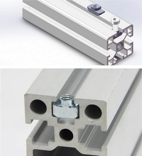 3030 Series 50-Pack M6 T-Nuts, Carbon Steel Nickel-Plated Half Round Roll in Sliding T Slot Nut