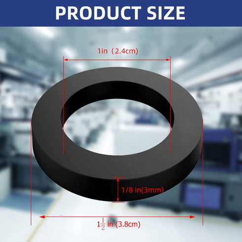 20 Pcs Oil Resistant Rubber Washers, 1 1/2" OD x 1" ID x 1/8" Thickness Black Neoprene Industrial Flat Spacer