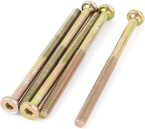 uxcell M6x90mm Male Thread Hex Socket Head Cap Screws, Bronze Tone, 5 Pcs