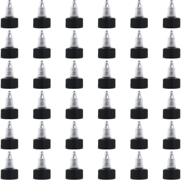 OLYCRAFT 36pcs Squeeze Bottle Cap, 24/410 Natural Twist Top Caps, Black Replacement Caps