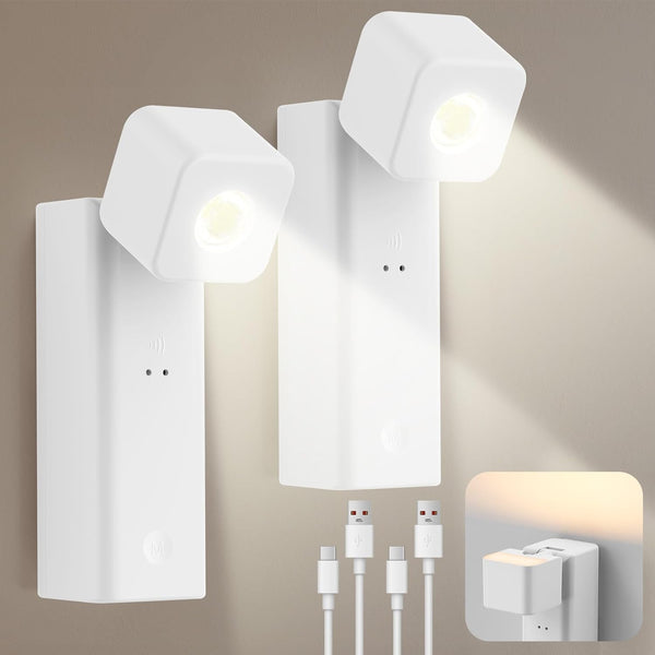 Yochoice Rechargeable Wall Lights Battery Operated with Night Light, 4000mAh Wall Mounted Dimmable