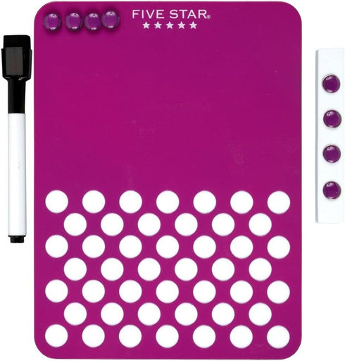 Five Star Locker Accessories, Magnetic Locker Dry Erase Board + Push Pin Board, 6" x 8", Purple (73545)