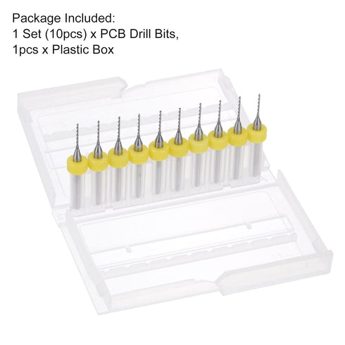 uxcell Micro PCB Drill Bit Set, 10pcs 1/8" Shank 0.85mm Solid Tungsten Carbide CNC Engraving Bits