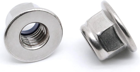 M6-1.0 Flange Nylon Insert Lock Nuts - Flanged Locknuts, Stainless Steel 18-8, 25 PCS
