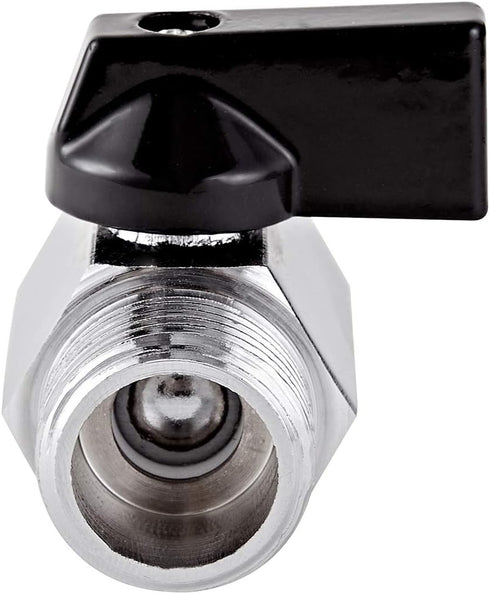 2 Pack Brass Mini Ball Valve, 1/2" NPT Female x Male Thread Shut-Off Valve