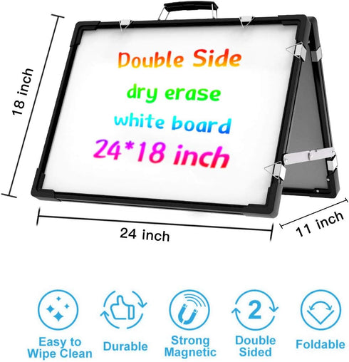 Whiteboard Dry Erase Boards, Portable Double Sided Magnetic Board, Foldable for Kids Students