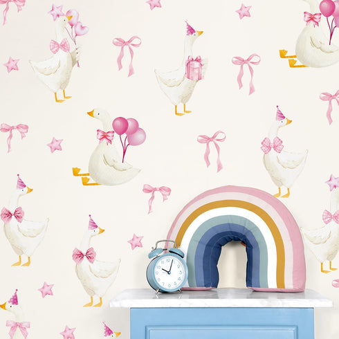 Goose Wall Stickers Watercolor Geese Wall Decals Goose Birthday Decorations Peel and Stick Boho Nursery Wall