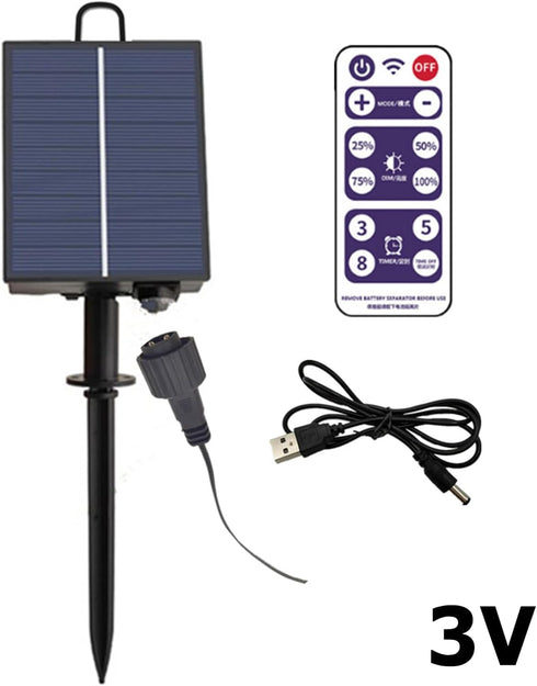 8 (3V) Delaman Solar Battery Box for LED String Lights, Outdoor String Lights Control Panel with DC Charging Remote