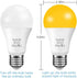 ProPOW Bulbs, 7W 40W A19, 580 (Non-Dimmable, E26) Yellow Bug Light Dusk to Dawn, LED, Equivalent, Smart Auto on/Off