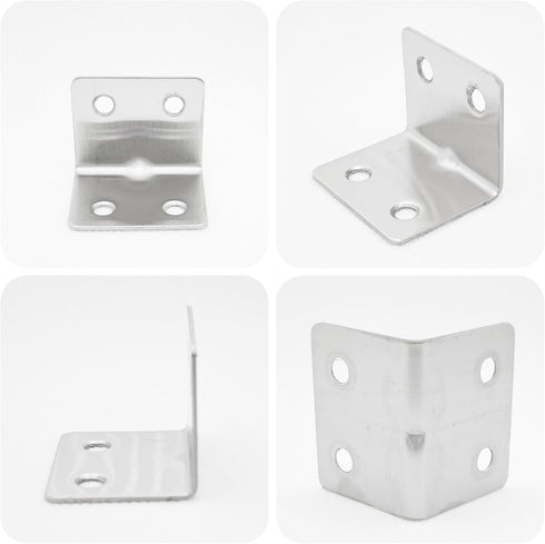 bociloy 12PCS 38x30x30mm 90 4 Stainless Steel Corner Braces, Degree L-Shaped Support Brackets, Holes Right Angle Shelf