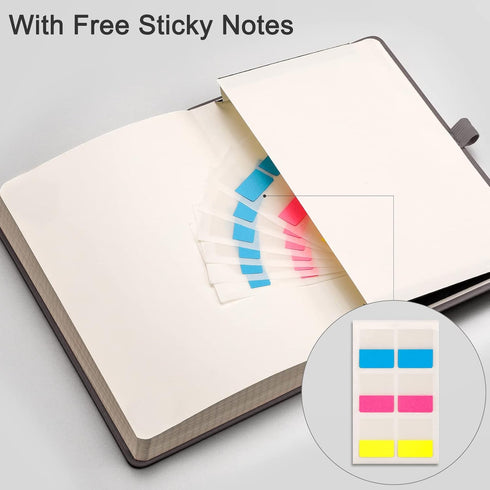 EMSHOI A5 Graph Paper Notebook - 256 Pages, Hard Cover, 120gsm Thick Paper, Smooth PU Leather, Inner Pocket, Dark Grey
