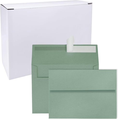 Winlyn 100 Pcs Sage Green A7 Invitation Envelopes 5 1/4 x 7 1/4 Square Flap Envelopes Self Seal