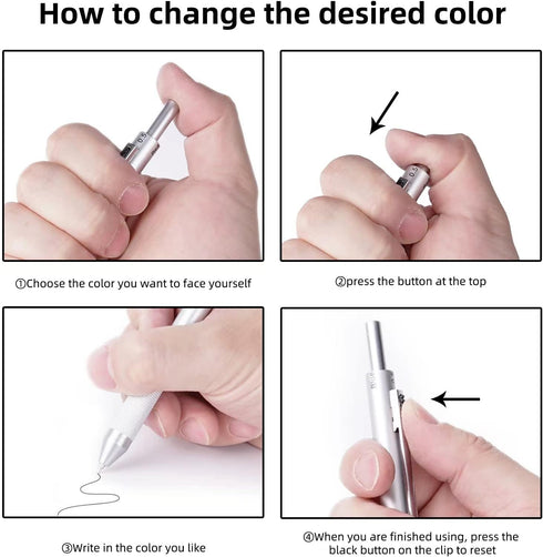 YOUMI 4 in 1 Multicolor Pen, Multifunction with Metal Cased 0.5mm Mechanical Pencil and Ballpoint Pens