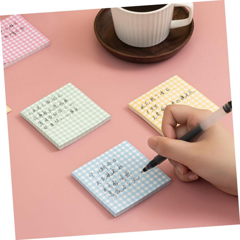STOBOK 4 Plaid Element Sticky Page Markers - Grid Writing Notepad Memo Stickers, Small Note Pads for Portable Student