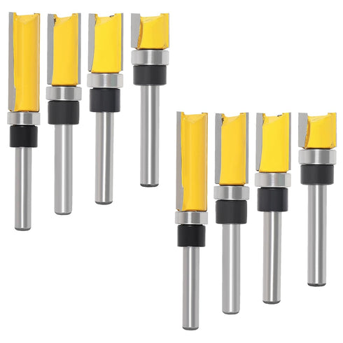 UMLIFE 8 PCS Pattern Flush Trim Router Bit Set 1/4 Inch Shank,