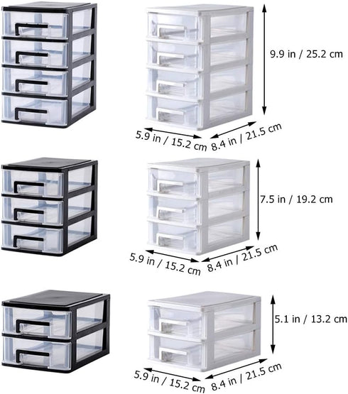 Gatuida 3 Drawer Desktop Organizer, Clear Plastic Desk Storage Box, Makeup Organizer for Office Supplies