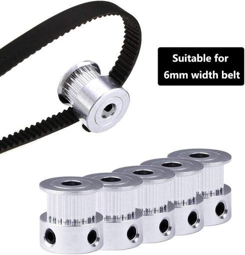 GT2 20 Teeth 5mm Bore Timing Pulley Aluminum Synchronous Wheel, Compatible with RepRap 3D Printer Prusa i3, 5pcs