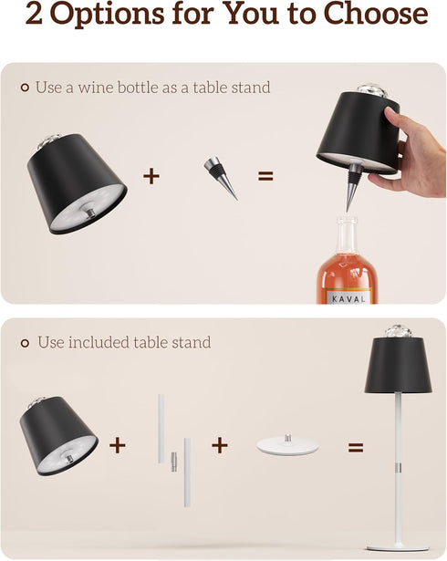 Joyzy Table Lamp with Projector Lighting, Wireless Wine Bottle Lamps Rechargeable Wine Bottle Lights Water Wave Ripple