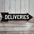Delivery Sign Right Arrow Vintage Package Deliveries Plaque, 5x17 Metal Drop Off Parcel Here