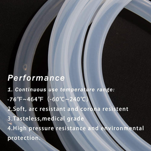 Quickun Pure Silicone Tubing, 3/8" ID x 1/2" OD High Temp Food Grade Tube for Home Brewing & Aquaponics