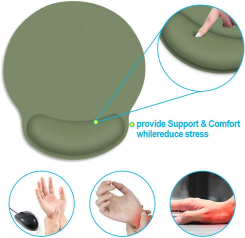 Britimes Green Mouse Pad, Ergonomic Mouse Pad with Wrist Support, Non-Slip Rubber Base for Home Office Gaming
