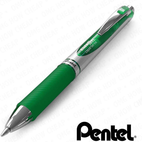Pentel EnerGel XM BL77 - Retractable Liquid Gel Ink Pen - 0.7mm - 54% Recycled - Green - Pack of 3 by Pentel