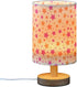 Bedside Table Lamp for Bedroom Orange Pink Star Nightstand LED Light Lamps with USB Port Linen Fabric Shade Table Desk