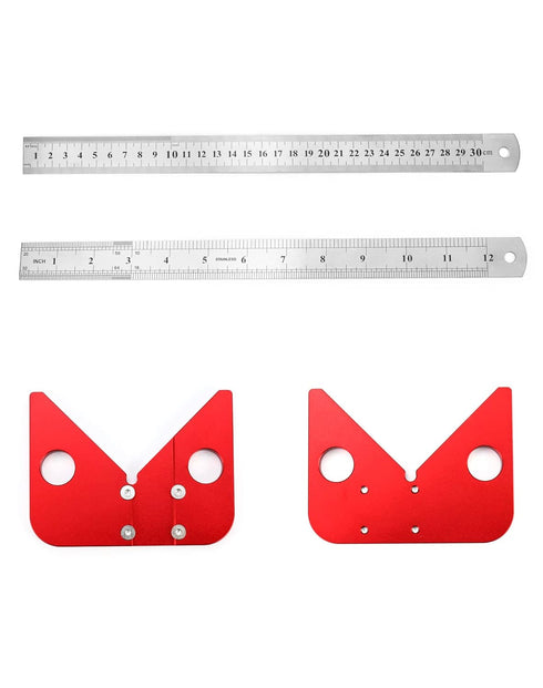 QWORK Center Scribe Gauge, Aluminum Center Finder Ruler, 45/90 Liner & Circle Center Measuring Tool