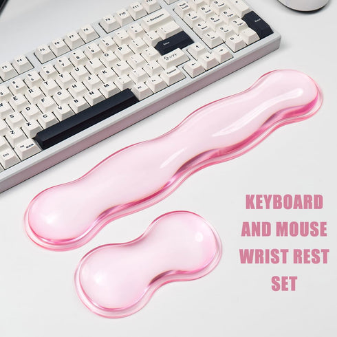 Set 60%/68%/75%, Ergonomic Silicone Gel Keyboard and Mouse Wrist Rest Clear Wrist Rest for Keyboard Comfort & Support