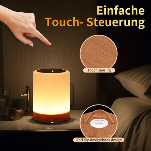Touch Bedside Table Lamp,13 RGB Colors & 5 Brightness, USB Rechargeable Desk Lamp, Remote Control Dimmable Night Light with RGB Color Changing,Portable Lamp for Baby, Bedroom, Living Room by OORUN
