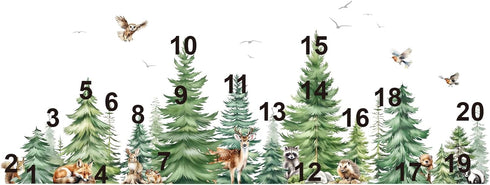 decalmile Large Watercolor Pine Tree Animals Wall Stickers Woodland Forest Tree Fox Deer Bear Wall Decals Baby Nursery