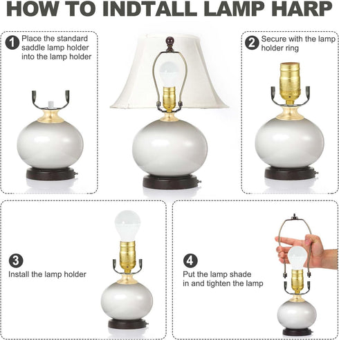 2 Set 12" 1.46" PATIKIL Lamp Shade Harp Holder, Heavy Duty Detachable Lampshade Brackets with Height Solid Metal Finial