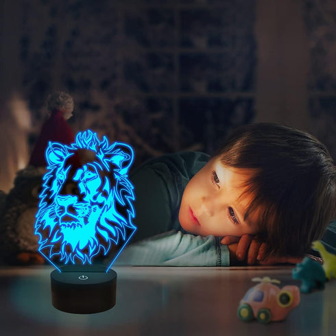 3D 16 FULLOSUN Lion Night Light, King Lion Gift Illusion Lamp for Kids Bedside Lamp with Remote Control Color Changing
