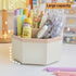 Desk Organizer, Pencil Pen Holder, 5 Compartments Desktop Stationary Storage Box, School Home Office, White+Pink