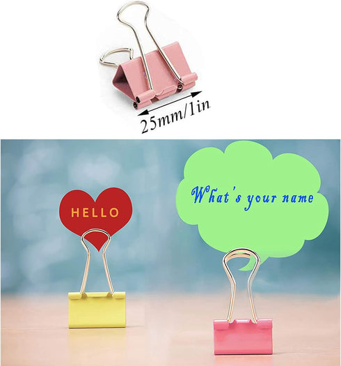 Small Binder Clips 1 inch Length, Colorful, for Office (64 Pcs) by Ufmarine