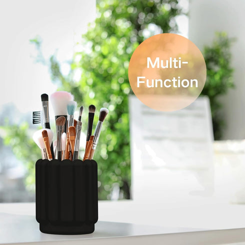 Silicone Pen Holder, Cute Desk Pencil Cup for Kids Office Decor, Desk Accessories Organizer (Black)