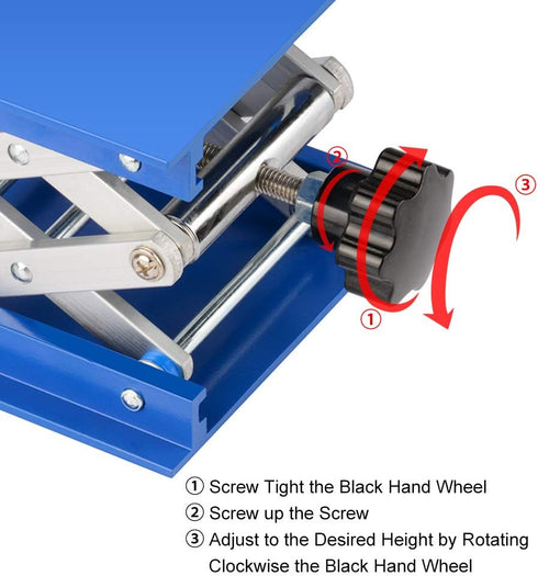 stonylab 4x4 inch Lab Jack, 100x100 mm Anodized Aluminum Top Deck, Scissor Jack with 5 KG Support Weight