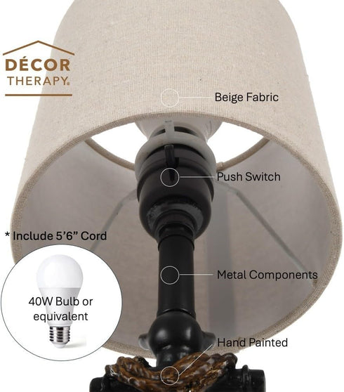 40W, (8" 8" 16" Decor Therapy Anchor Resin Accent Lamp, Easy on/Off Push-Through Light Switch, Coastal Style, Energy