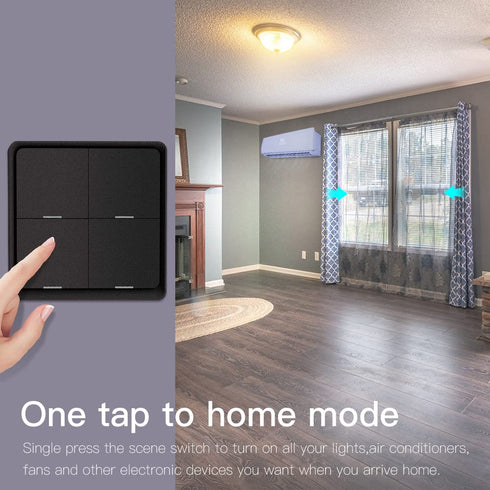 ZigBee Wireless Remote Control Smart Switch Wall Panel Transmitter, Requires MoesGo Zigbee Hub for Smart Home