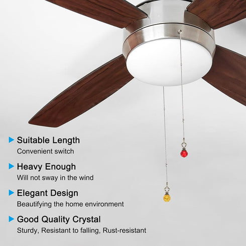 22" 2 PATIKIL Ceiling Fan Pull Chain, Pcs Crystal Pull Chain Fan Connector Vintage Ceiling Fan Ornament Fan Chains