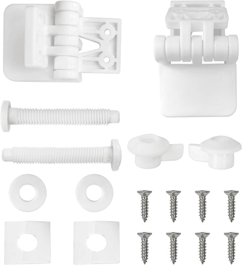 Meaferks Set lids,1 (2Pcs- MFL15) Toilet Seat Hinges Replacement Parts White Plastic Hinge with Screws, Connectors