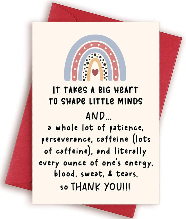 TTBDKKDM Thank You Teacher Card, Appreciation Greeting Cards for Teachers, It Takes A