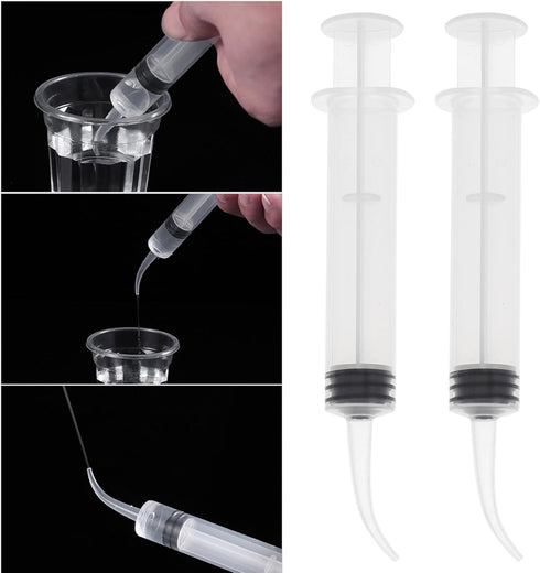 4pcs Disposable Dental Irrigation Syringe with Curved Tip Colostrum Syringes for Dental Care